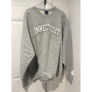 Vintage Proplayer Connecticut Huskies Gray Sweatshirt Spellout Mens XXL 2XL